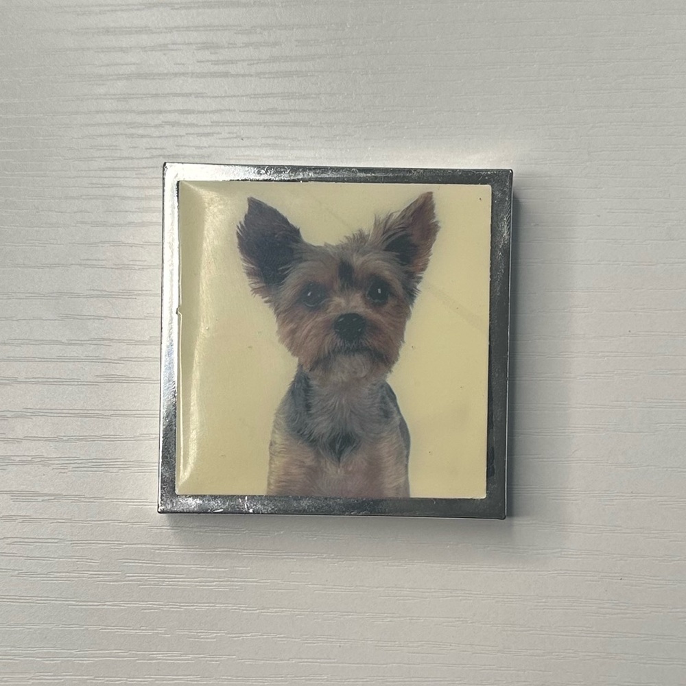 💲1 with purchase❗️- Compact Mirror with Cream Yorkie Thick Sticker
